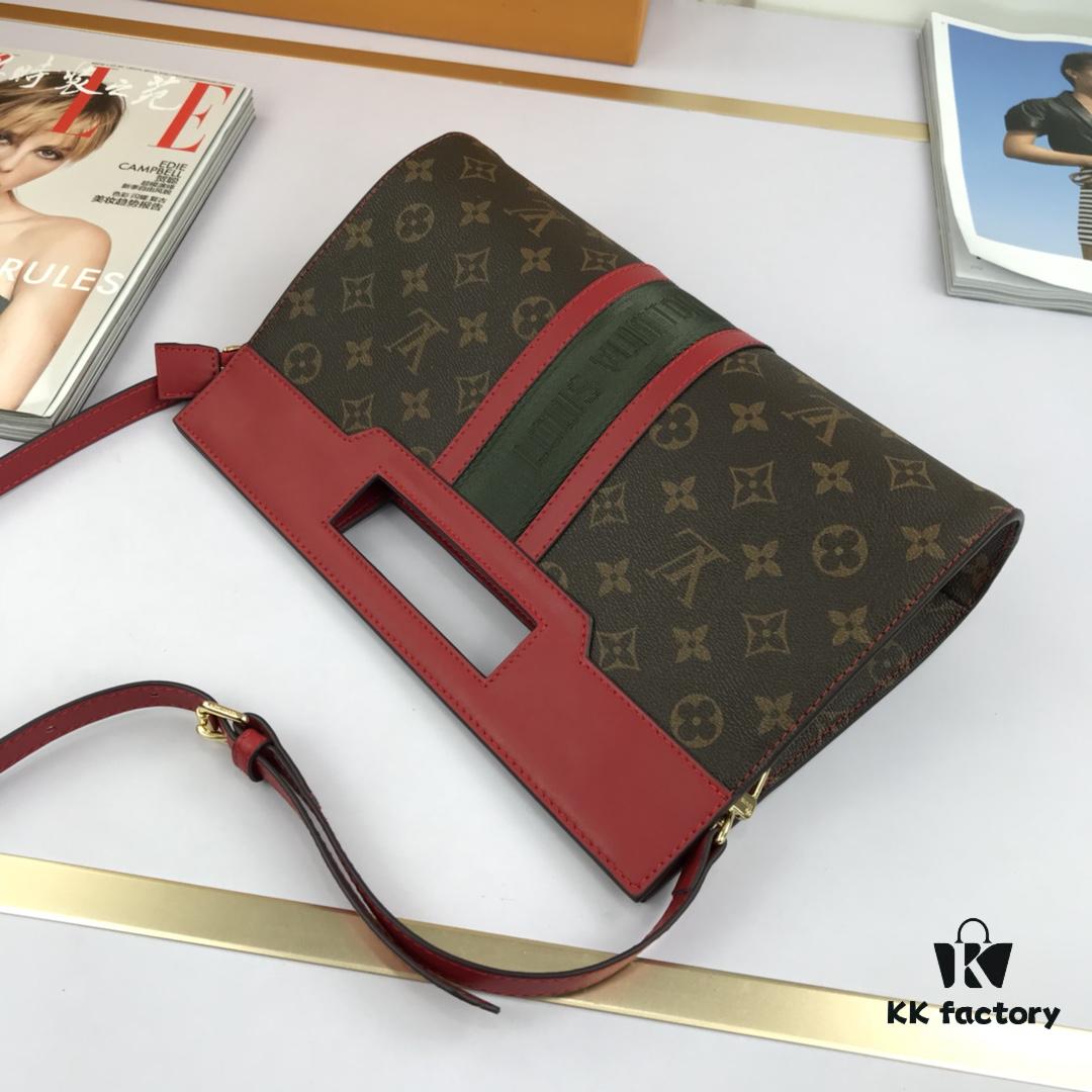 LV Handheld Bag with Long Strap Super Practical European Exclusive Same as Store Version Made from Elegant DaMeier Ebene Classic Fabric Material Lined with Unique Custom Foam Fabric Durable Stain-resistant Washable Combines Fashion and Functionality Soft Comfortable Body with Interior Pockets Large Capacity Meets Daily Needs Model 53666 Size 30-19-8