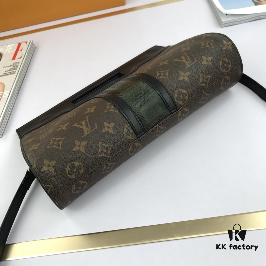 LV Handheld Bag with Long Strap, Super Practical, European Boutique Same Style, Made of Elegant Damier Ebene Classic Fabric, Lined with Custom Foam Material, Durable, Anti-dirt, Washable, Fashionable and Functional, Soft and Comfortable Body, Interior Compartment, Large Capacity for Daily Needs, Model: 53666, Size: 30-19-8