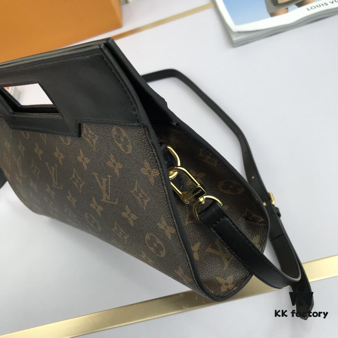 LV Handheld Bag with Long Strap, Super Practical, European Boutique Same Style, Made of Elegant Damier Ebene Classic Fabric, Lined with Custom Foam Material, Durable, Anti-dirt, Washable, Fashionable and Functional, Soft and Comfortable Body, Interior Compartment, Large Capacity for Daily Needs, Model: 53666, Size: 30-19-8