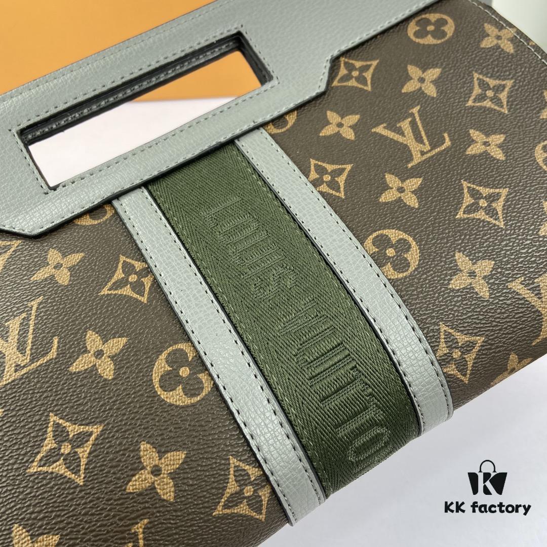 LV Handheld Bag with Long Strap, Super Practical, European Boutique Same Style, Made of Elegant DaMeier Ebene Classic Fabric, Lined with Custom Foam Material, Durable, Anti-dirt, Washable, Fashionable and Functional, Soft and Comfortable Body, Interior with Pouch, High Capacity for Daily Use, Model: 53666, Size: 30-19-8