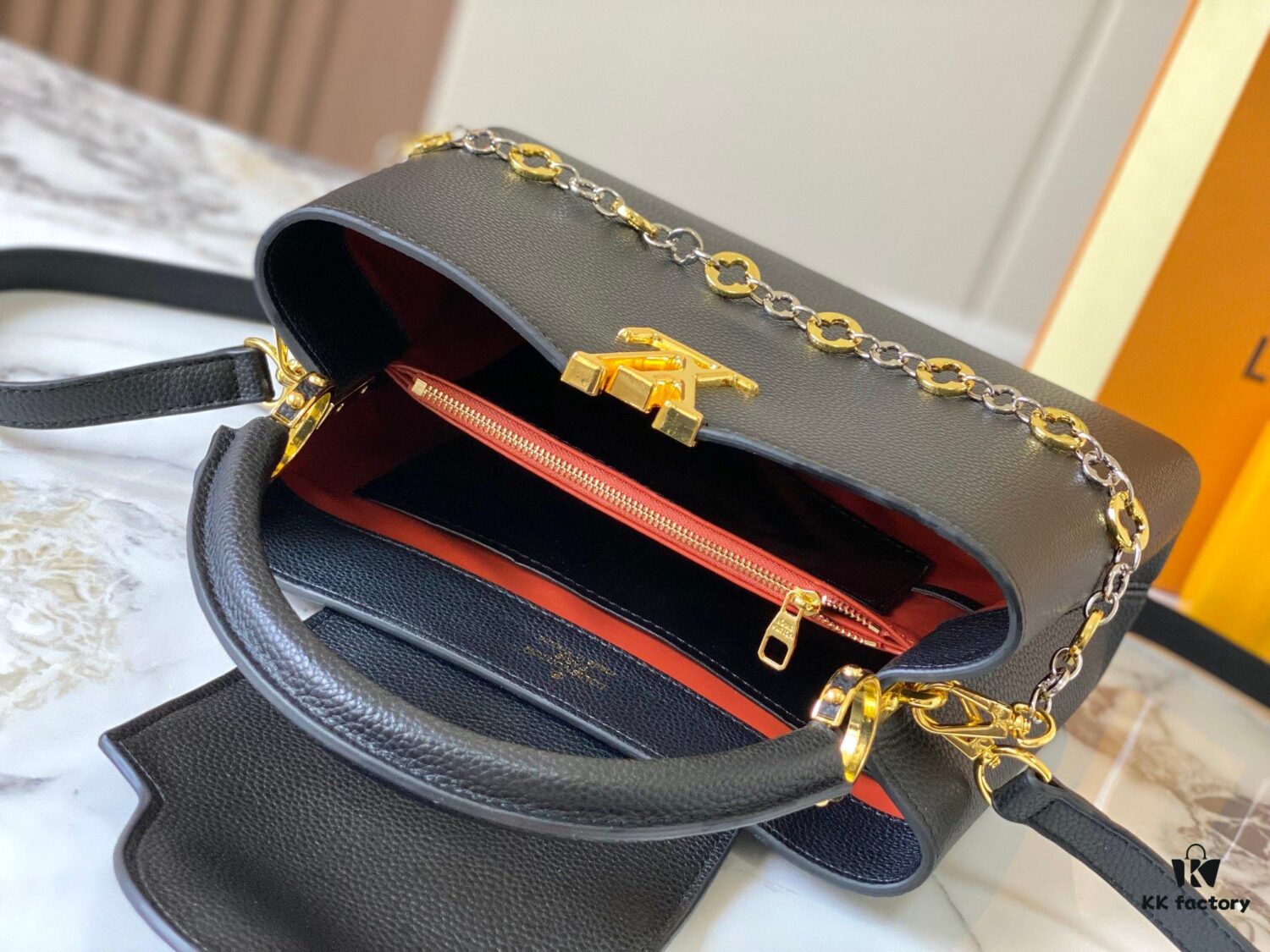 69307b4b6e68136f4d9a6e57 Top Quality Original Guangzhou Stock 🇫🇷 M12938 ChainOnYou Series Capucines Medium Handbag in Taurillon Cowhide Leather