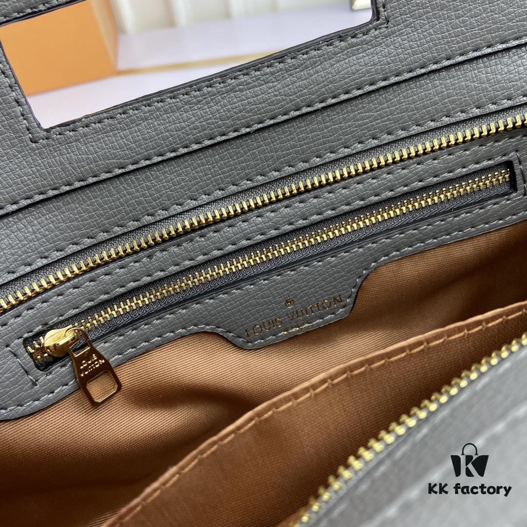 LV Handheld Bag with Long Strap, Super Practical, European Boutique Same Style, Made of Elegant DaMeier Ebene Classic Fabric, Lined with Custom Foam Material, Durable, Anti-dirt, Washable, Fashionable and Functional, Soft and Comfortable Body, Interior with Pouch, High Capacity for Daily Use, Model: 53666, Size: 30-19-8