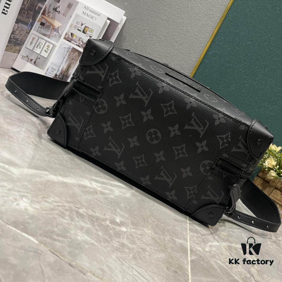 Upgraded Version 260 Vintage Trunk Bag 44752 LV Classic Sophisticated Trunk Bag with Old Flower, Black Flower, and Black Check Pattern