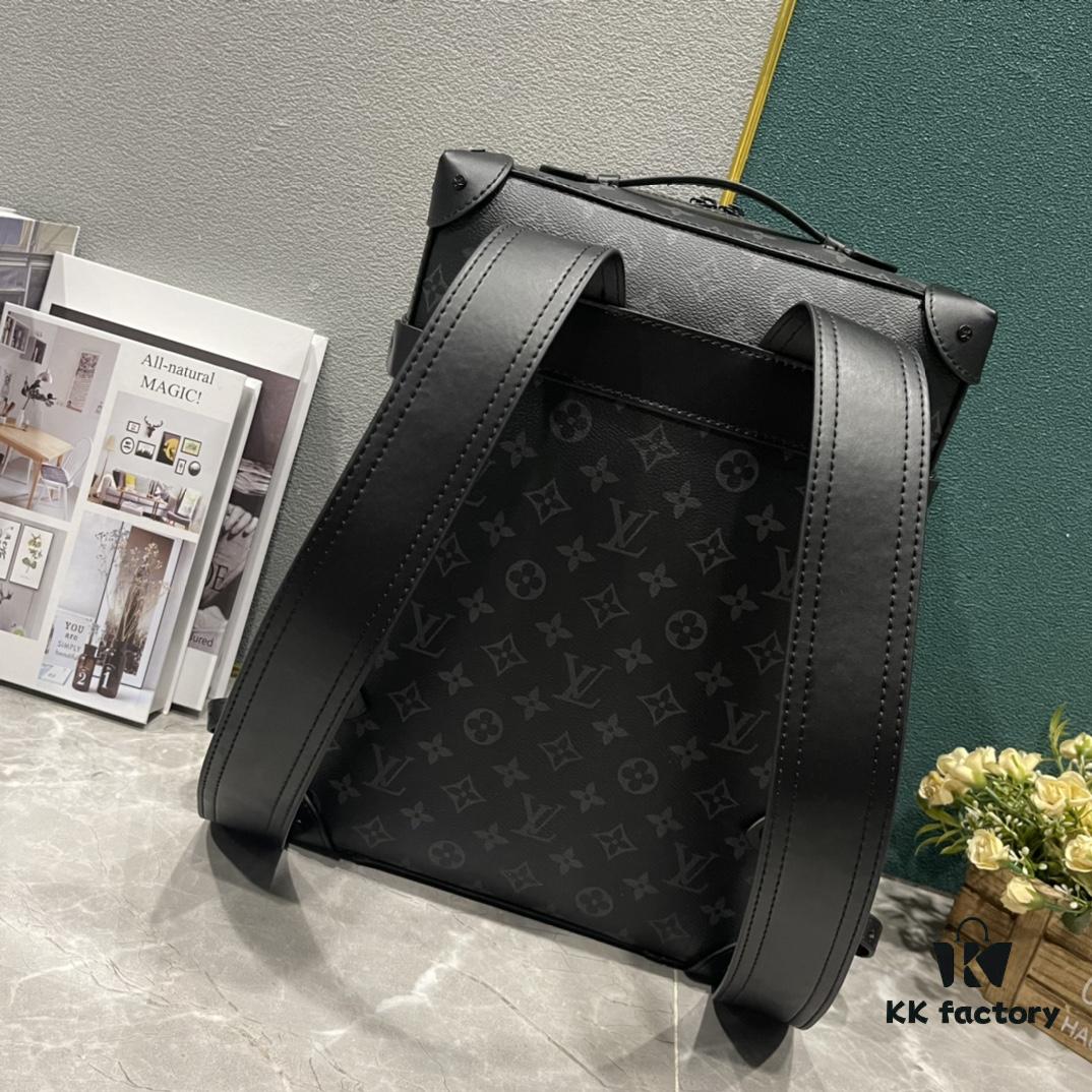 Upgraded Version 260 Vintage Trunk Bag 44752 LV Classic Sophisticated Trunk Bag with Old Flower, Black Flower, and Black Check Pattern