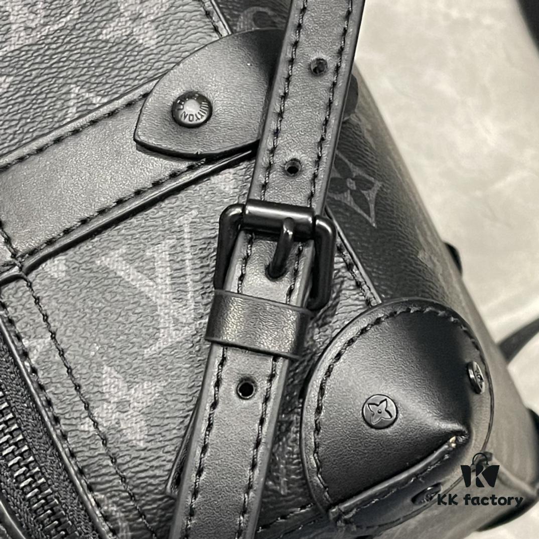 Upgraded Version 260 Vintage Trunk Bag 44752 LV Classic Sophisticated Trunk Bag with Old Flower, Black Flower, and Black Check Pattern