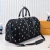 Lot No. 13966 Embroidered Keepall Bandoulière 50 Travel Bag in Deep LV Blason Denim by Pharrell Williams