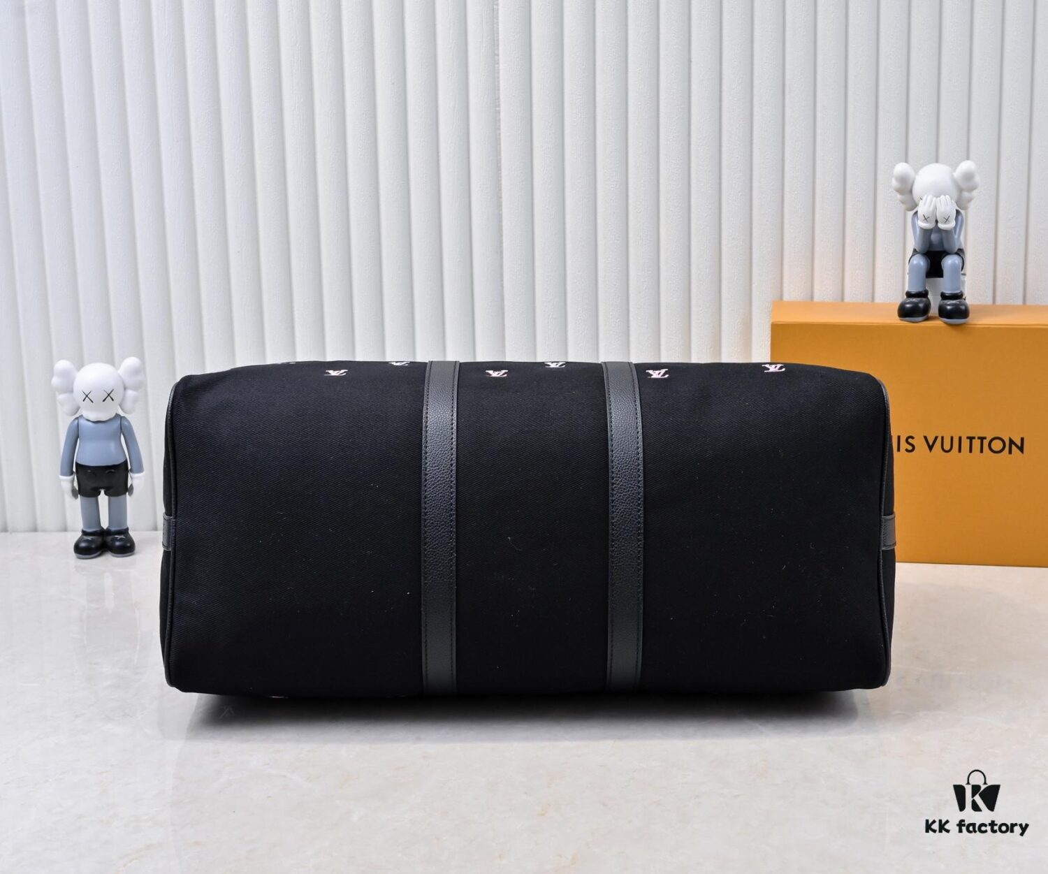 Lot No. 13966 Embroidered Keepall Bandoulière 50 Travel Bag in Deep LV Blason Denim by Pharrell Williams