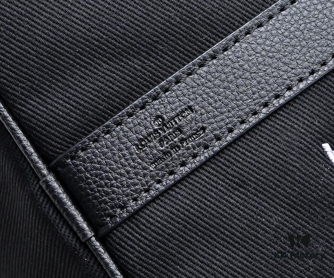 Lot No. 13966 Embroidered Keepall Bandoulière 50 Travel Bag in Deep LV Blason Denim by Pharrell Williams