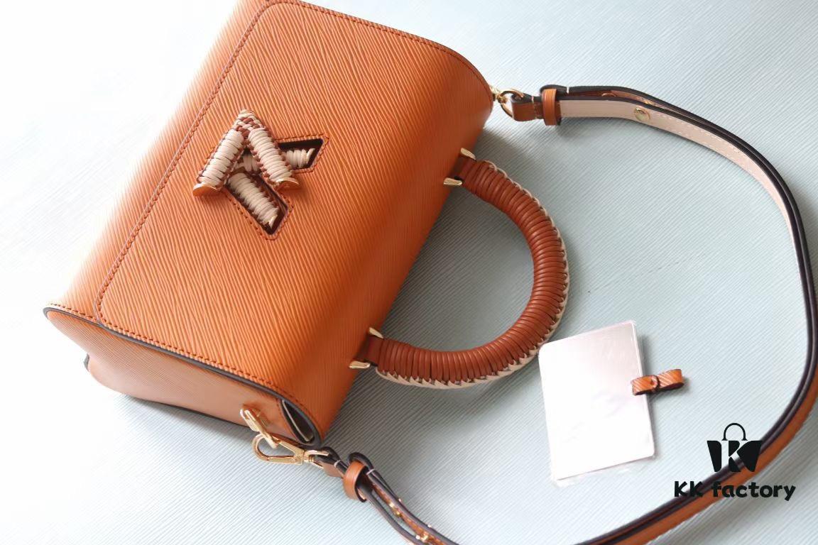 Top Quality Original! Welcome to Compare Prices! Model No.: 50392/22229/22236 This LV Twist Medium Bag features Epi grained leather with woven leather wrapping around the LV Twist lock and top handle, adding a touch of elegance to its striking design. The detachable and adjustable shoulder strap allows versatile carrying options—short shoulder, long shoulder, or cross-body wear.