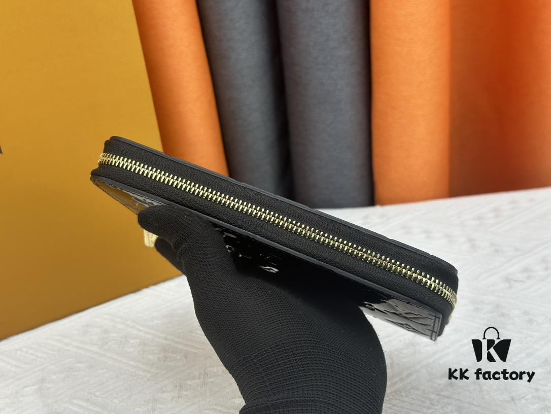 LV Zippy Zip-Around Wallet in Embossed Calfskin with Patent Finish