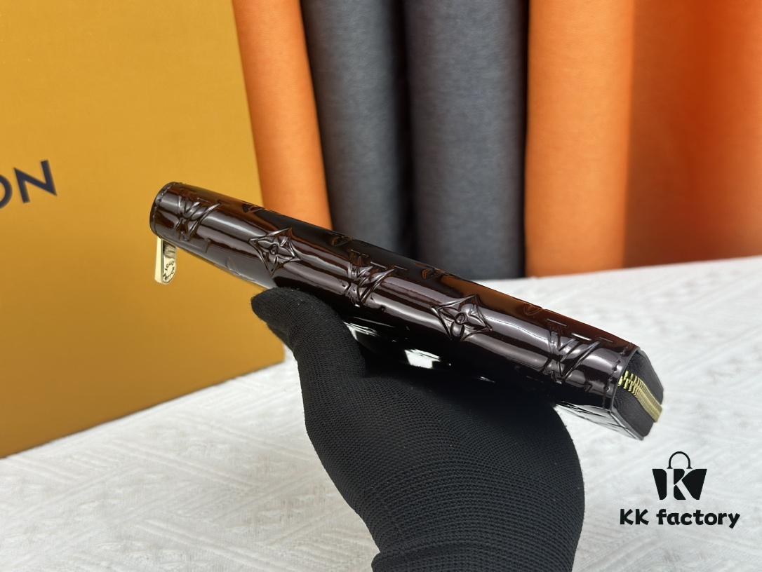 LV Zippy Wallet in Patent Leather with Embossed Calfskin