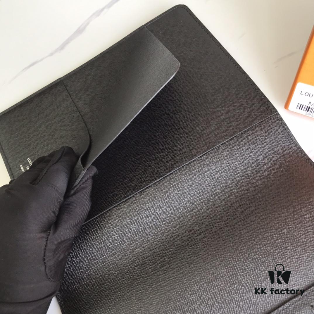 Hot Selling Extra Large Checkbook Wallet with Notebook Set, 6 Card Slots, Cowhide Leather + LV Special Fabric, Comes with Box, Approx. 18cm