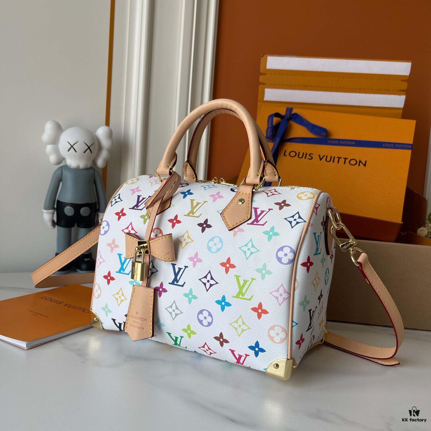 Upgraded Version 200 (Actual Photos, Authentic Match) M13805-M13085-M13257 LV x Murakami Takashi Collaboration Nano Speedy Bag