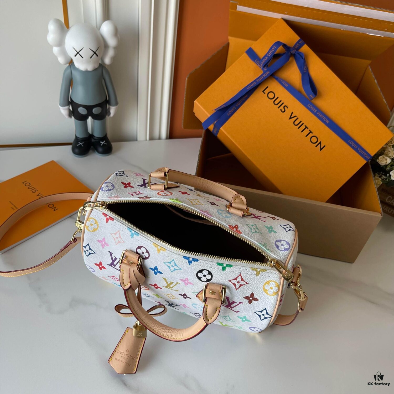 Upgraded Version 200 (Actual Photos, Authentic Match) M13805-M13085-M13257 LV x Murakami Takashi Collaboration Nano Speedy Bag