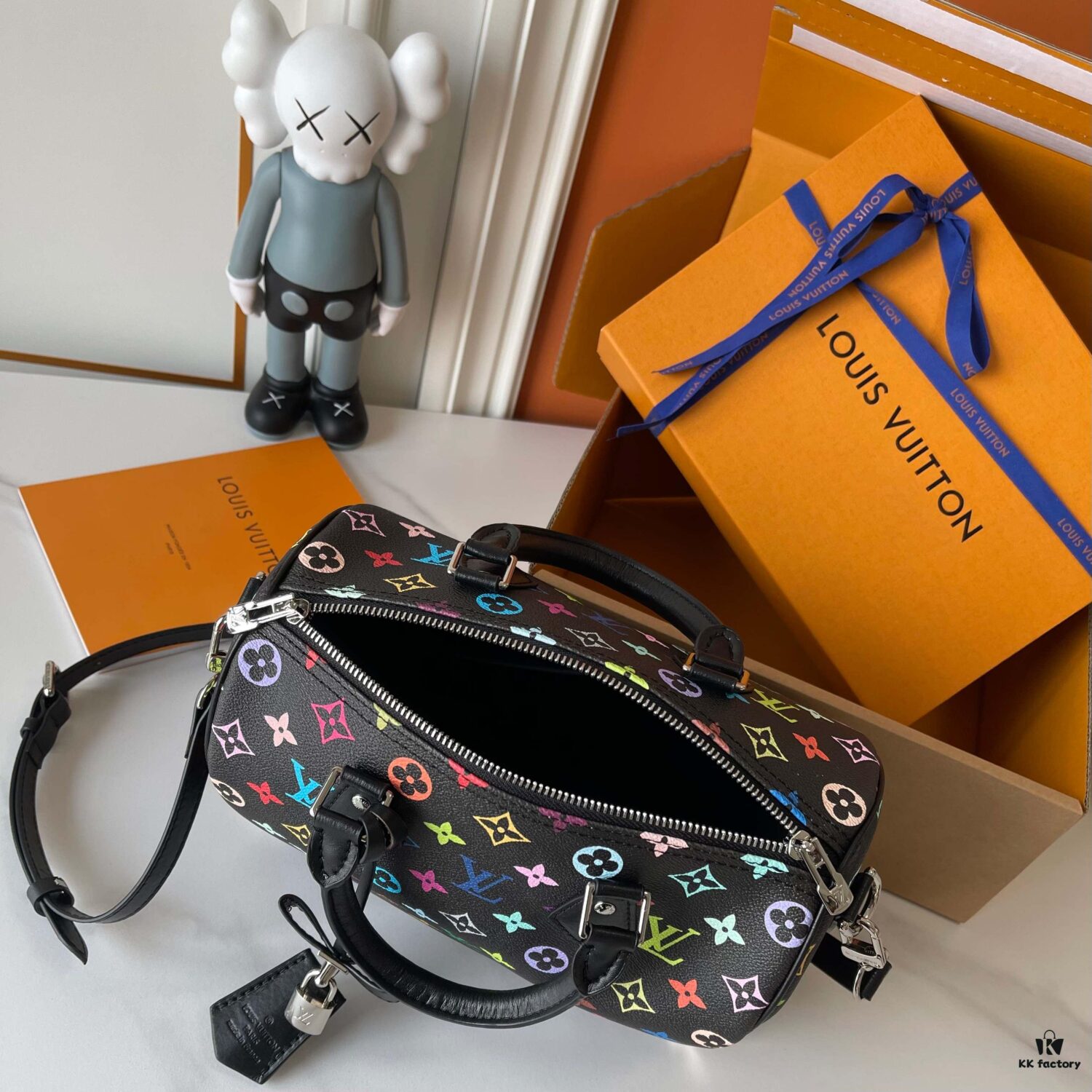 Upgraded Version 200 (Actual Photos, Authentic Match) M13805-M13085-M13257 LV Takashi Murakami Co-Branded Nano Speedy Handbag