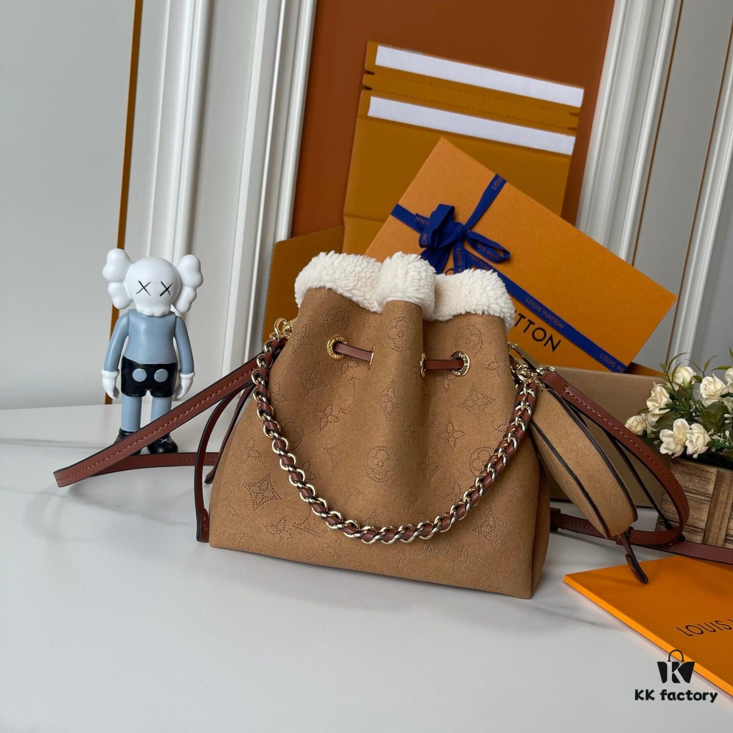 Upgraded 210 M11839 (Suede Leather with Digital Perforation, Matched Pattern) Bella Handbag from LV Ski Collection