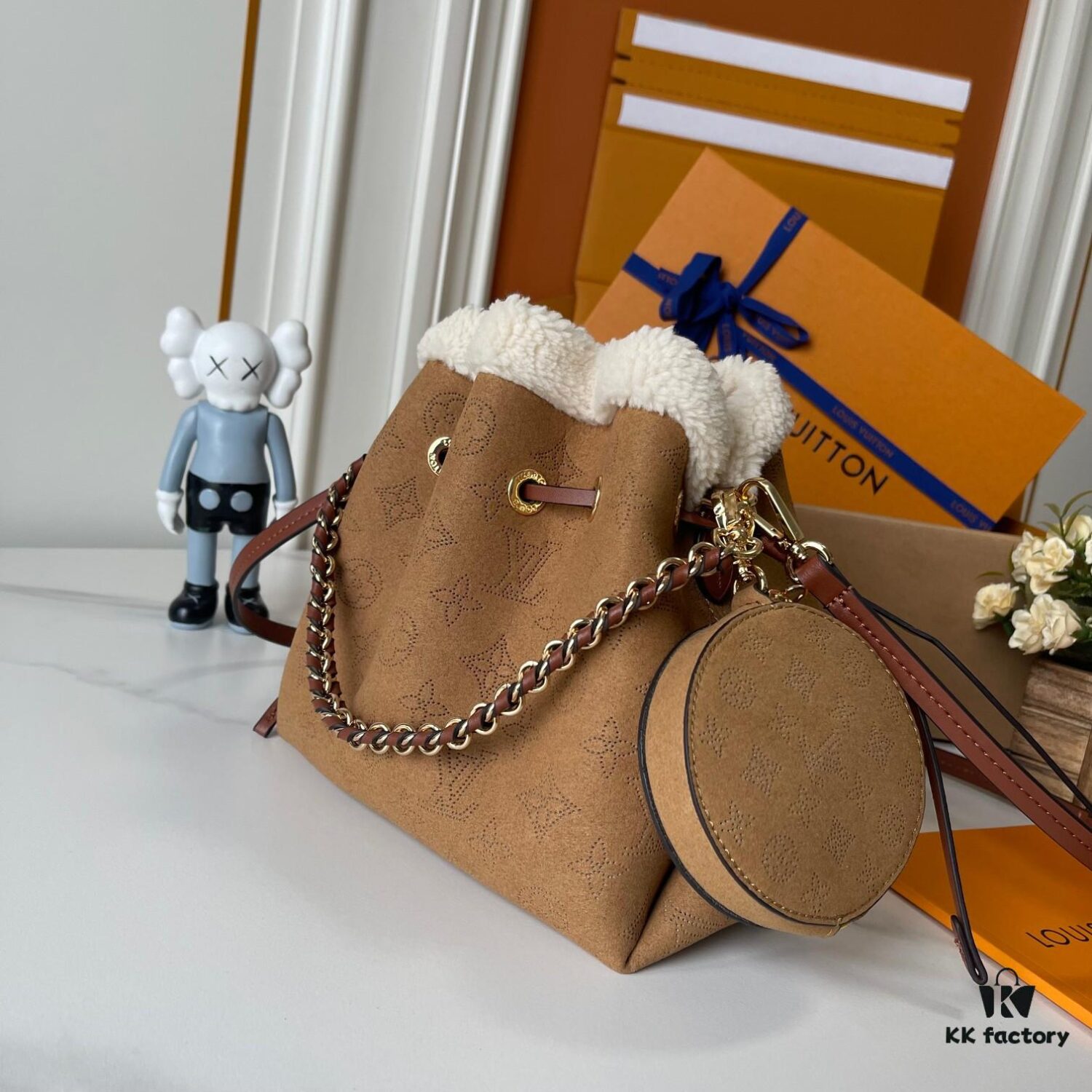 Upgraded 210 M11839 (Suede Leather with Digital Perforation, Matched Pattern) Bella Handbag from LV Ski Collection