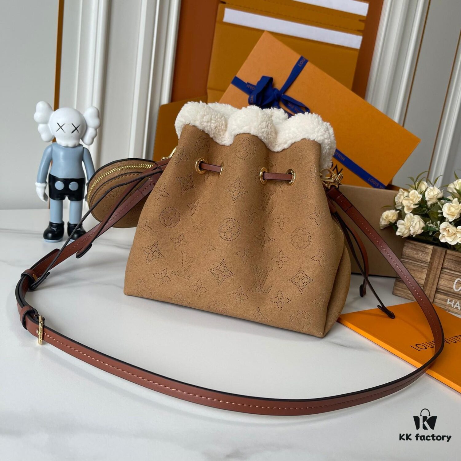 Upgraded 210 M11839 (Suede Leather with Digital Perforation, Matched Pattern) Bella Handbag from LV Ski Collection