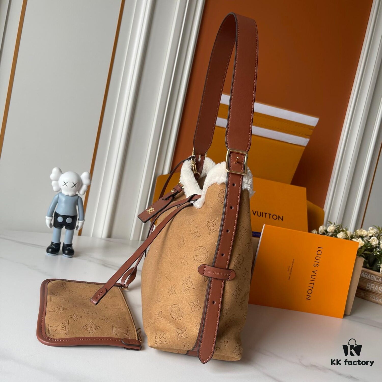 Upgraded 210 M11843 M46203 (Calfskin Velvet, Digital Perforation Technique, Matched Pattern) CarryAll Mini Bag