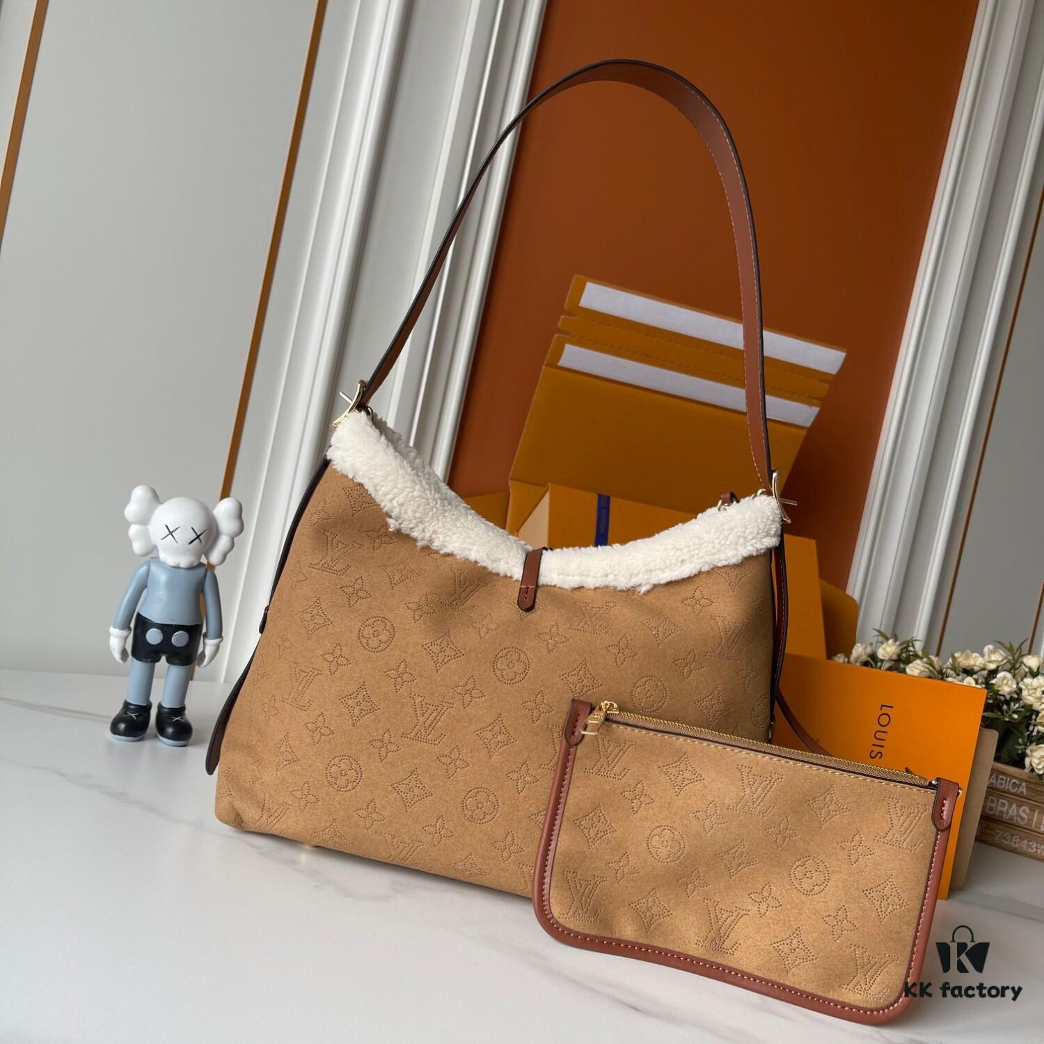 Upgraded 210 M11843 M46203 (Calfskin Velvet, Digital Perforation Technique, Matched Pattern) CarryAll Mini Bag