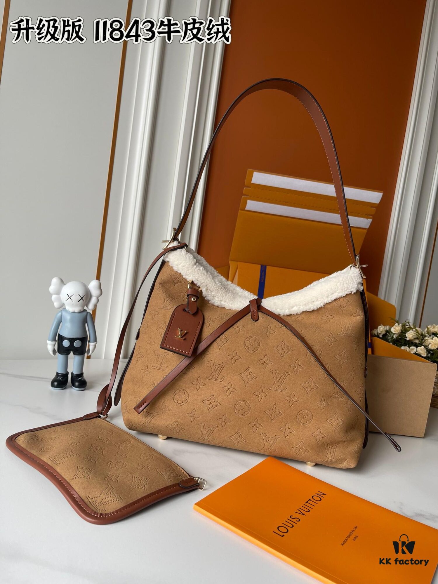 Upgraded 210 M11843 M46203 (Calfskin Velvet, Digital Perforation Technique, Matched Pattern) CarryAll Mini Bag