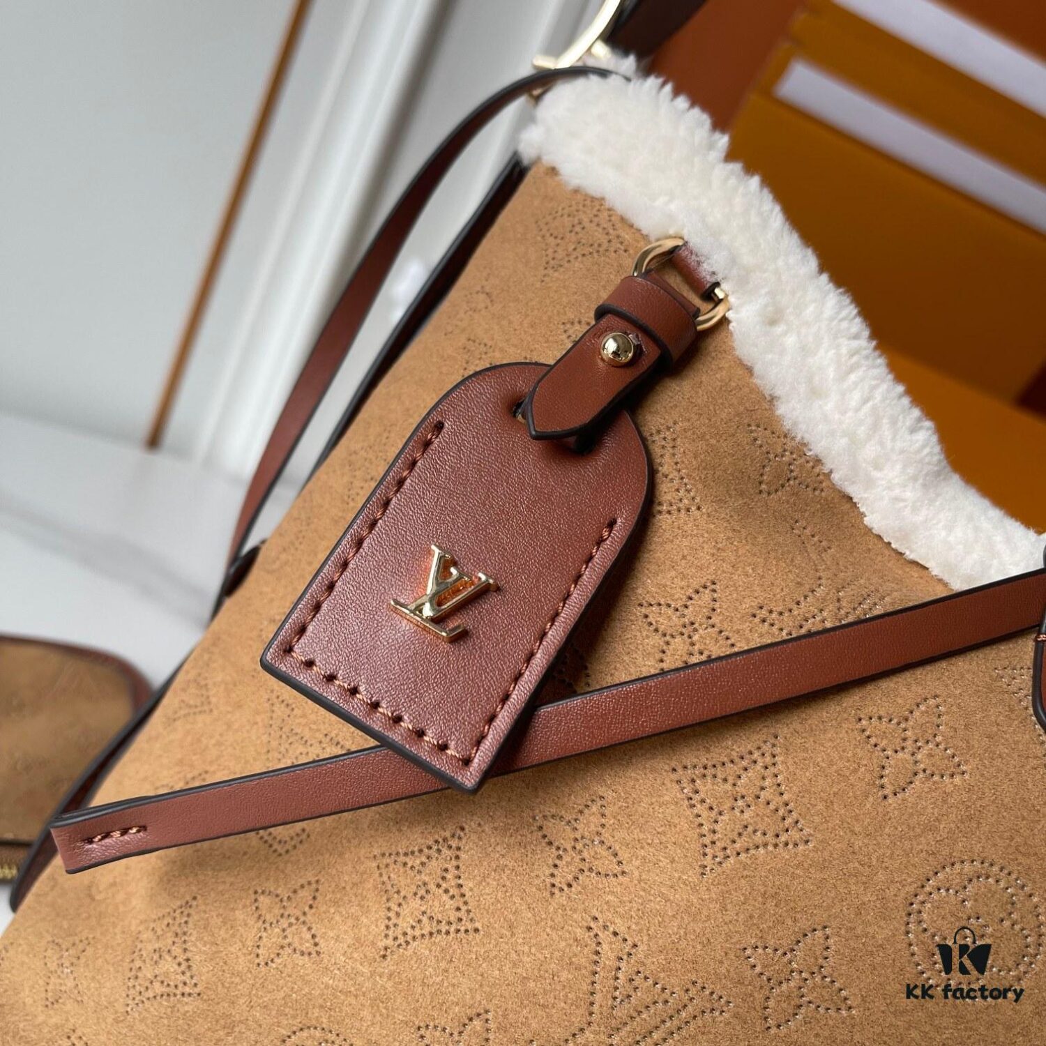 Upgraded 210 M11843 M46203 (Calfskin Velvet, Digital Perforation Technique, Matched Pattern) CarryAll Mini Bag