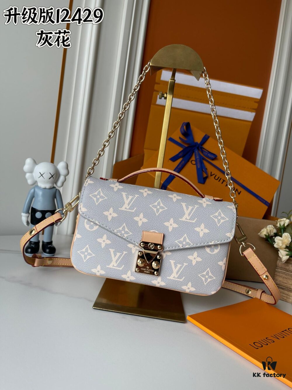 Upgraded Version 160 (Official Color Match Gray Floral 12429) (High-Quality Replica) M12429 M23940 M40749 M46914 M46279 M22834 M46595 LV Men's Messenger Bag Small East West Métis Handbag