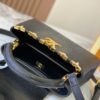 Top Grade Original Guangzhou Stock M12297 Black Lizard Skin with Diamond-Inlaid Golden Crown Capucines BB Handbag