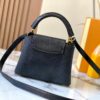 Top Grade Original Guangzhou M12296 Black Lizard Leather with Gold Diamond Crown Capucines Mini Bag