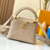 Top Grade Original Guangzhou Stock M12296 Beige Lizard Leather Combined with Golden Diamond Crown 🔺 This Capucines Mini Handbag Features Luxurious Lizard Leather Exterior with Soft Lambskin Lining, Accented with Brilliant Metallic Hardware
