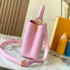 Top-Quality Original Guangzhou Stock M12297 Pink Lizard Skin with Gold-Tone Crown Triangle Capucines BB Bag