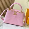 Top-Quality Original Guangzhou Stock M12297 Pink Lizard Skin with Gold-Tone Crown Triangle Capucines BB Bag