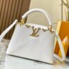 Top Quality Guangzhou Original M12297 White Lizard Skin with Gold Diamond Crown Triangle Capucines BB Bag