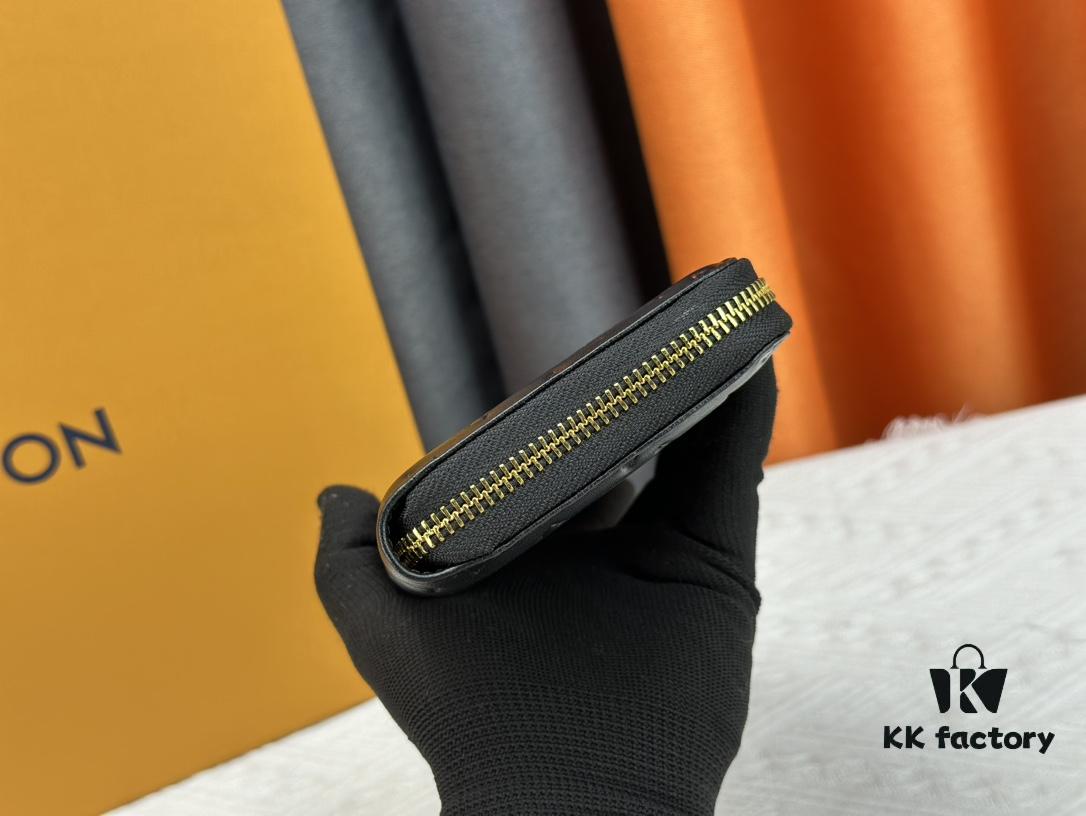 Wallet M81510 crafted in lambskin with padded Monogram embossed pattern, complementing the Coussin leather goods collection. The elegant design features a gold-tone zipper with an LV Circle pull tab. This multi-functional wallet includes practical interior features: three large compartments, a coin pocket, and twelve card slots.