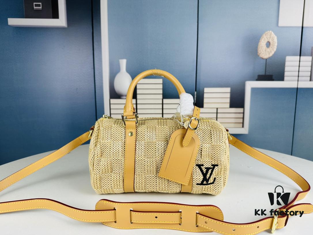 New Arrival LV Straw Keepall Pillow Bag