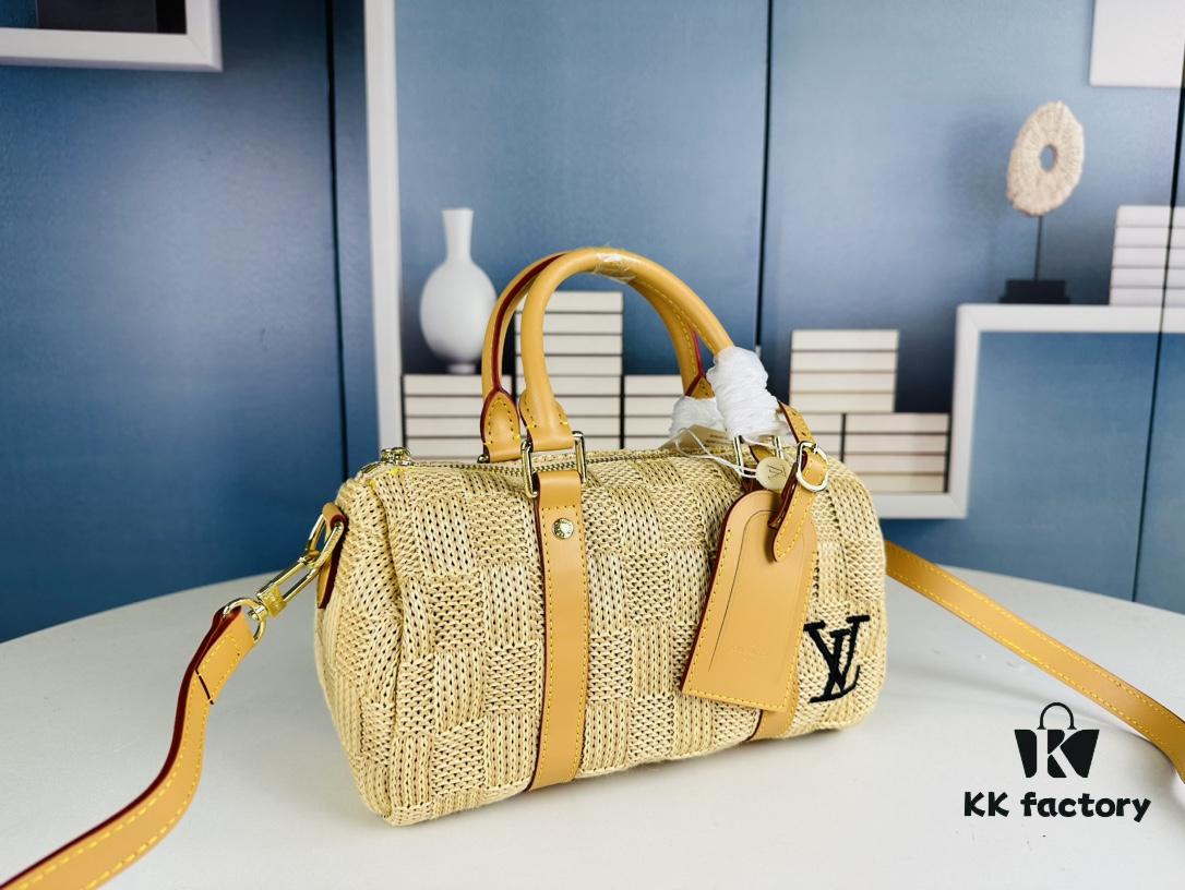 New Arrival LV Straw Keepall Pillow Bag