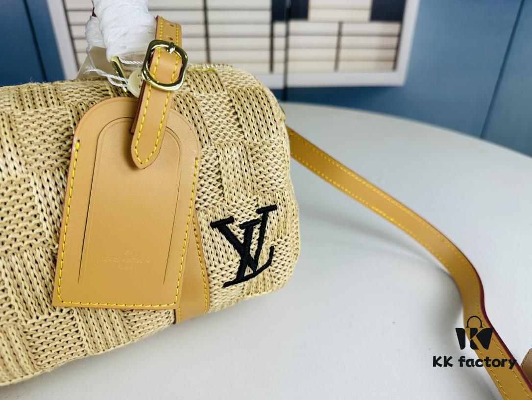 New Arrival LV Straw Keepall Pillow Bag