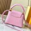 69307e0d6e68136f4d9a7340 Top Quality Original Guangzhou Stock M99527 Pink Lizard Leather with Gold Hardware Capucines Mini Bag