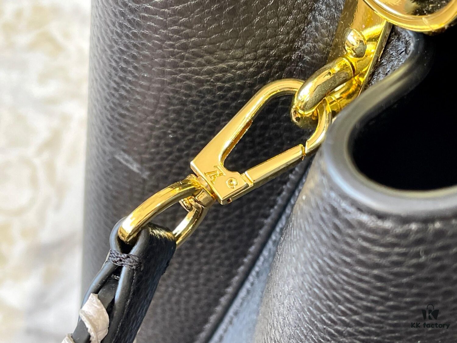 Upgraded M21127 Black Woven Gold-Tone Capucines BB Bag