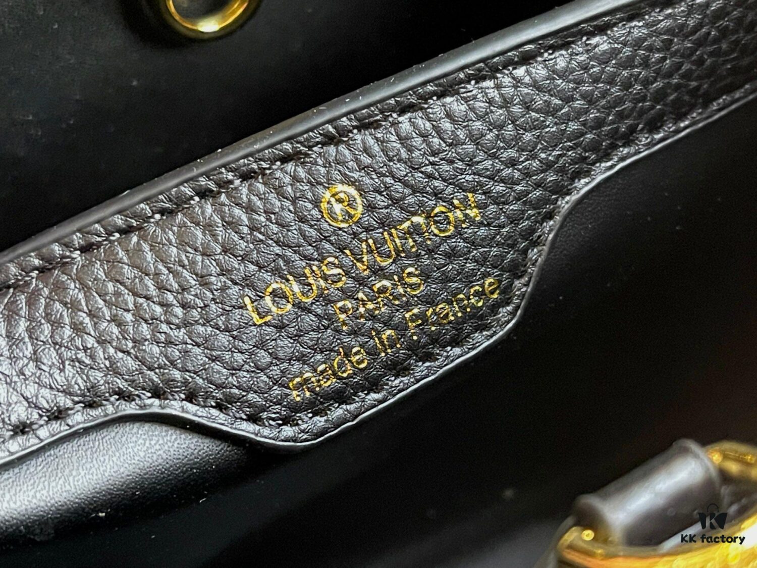 Upgraded M21127 Black Woven Gold-Tone Capucines BB Bag