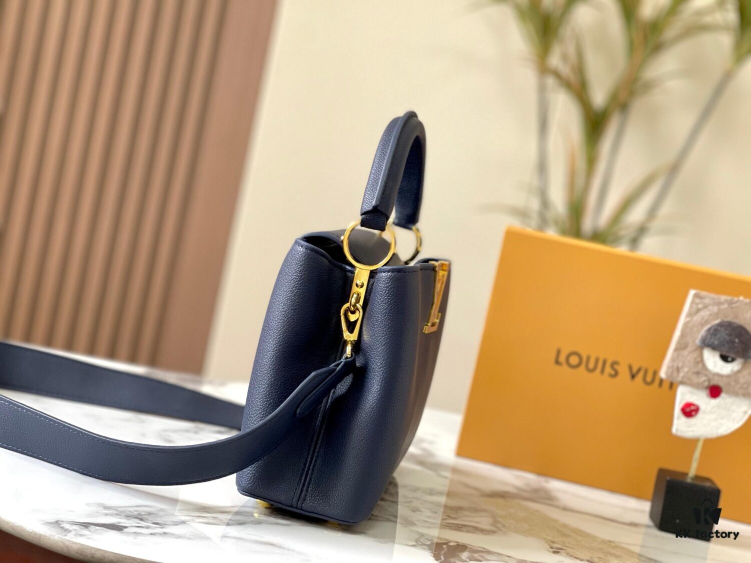 Upgraded Version M21166 Deep Blue Capucines Mini Bag