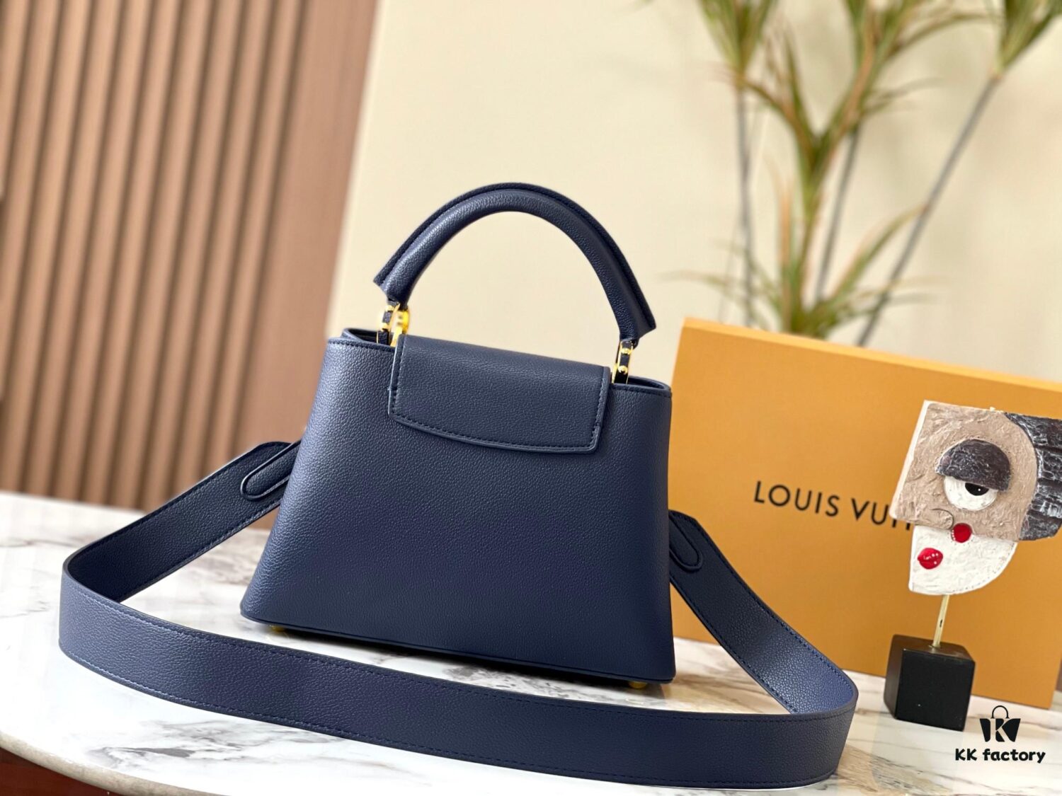 Upgraded Version M21166 Deep Blue Capucines Mini Bag