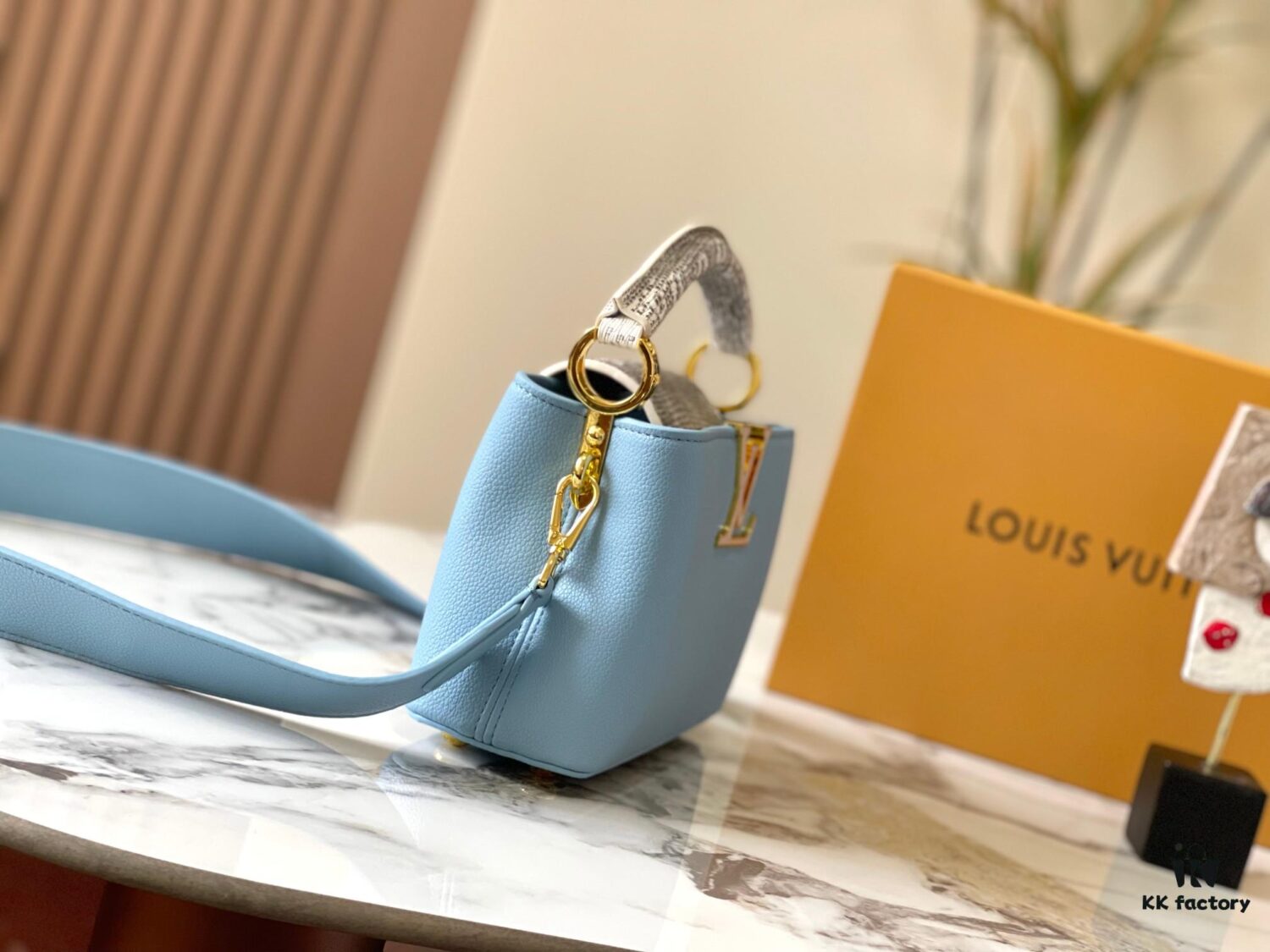 Upgraded Version M21168 Ice Blue Capucines Mini Bag