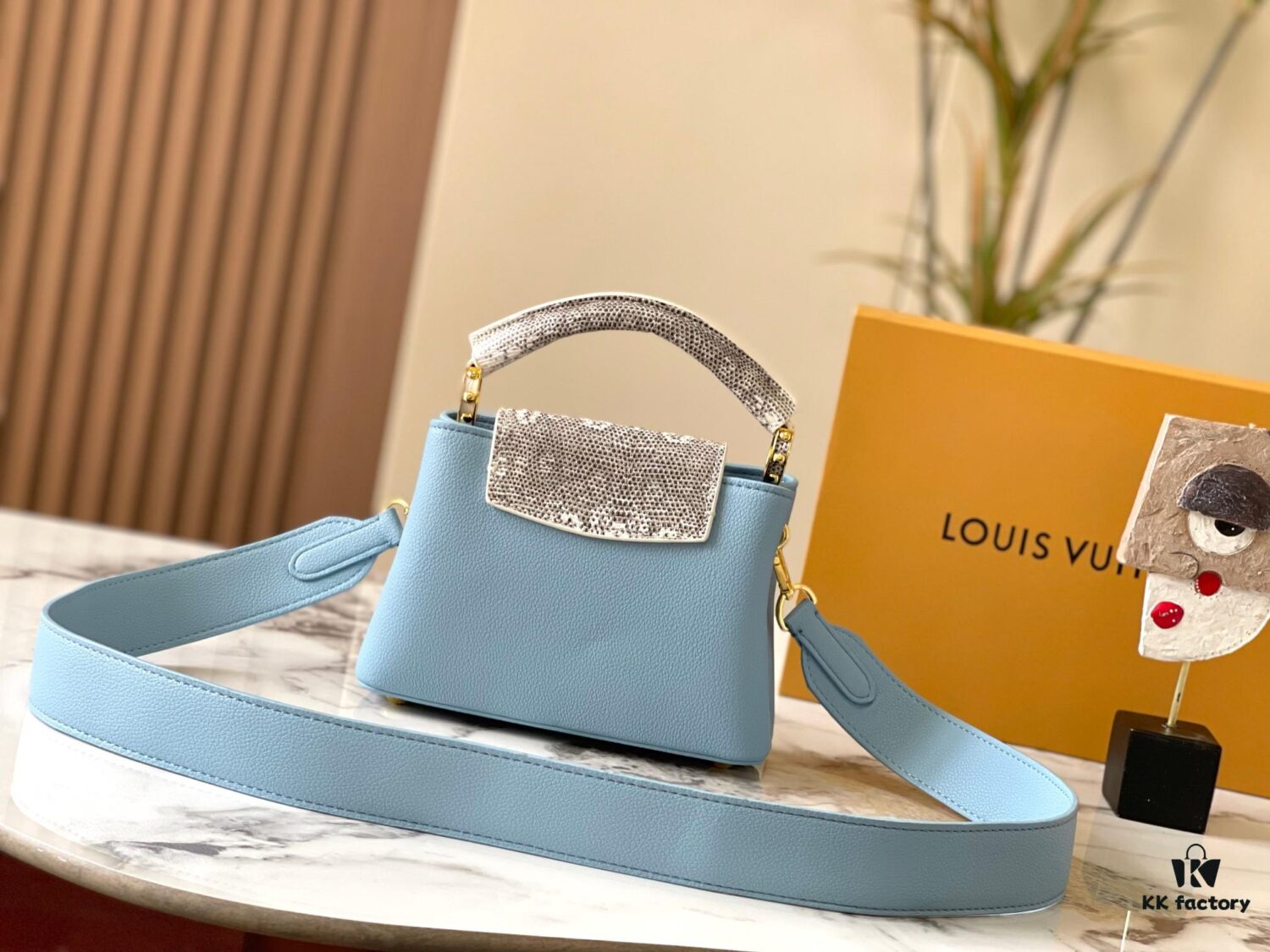 Upgraded Version M21168 Ice Blue Capucines Mini Bag