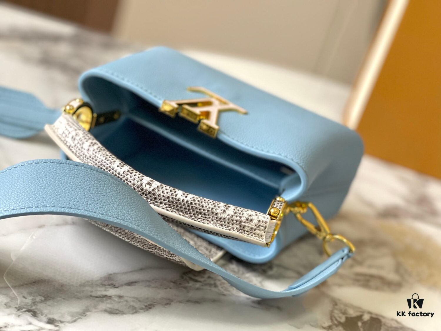 Upgraded Version M21168 Ice Blue Capucines Mini Bag