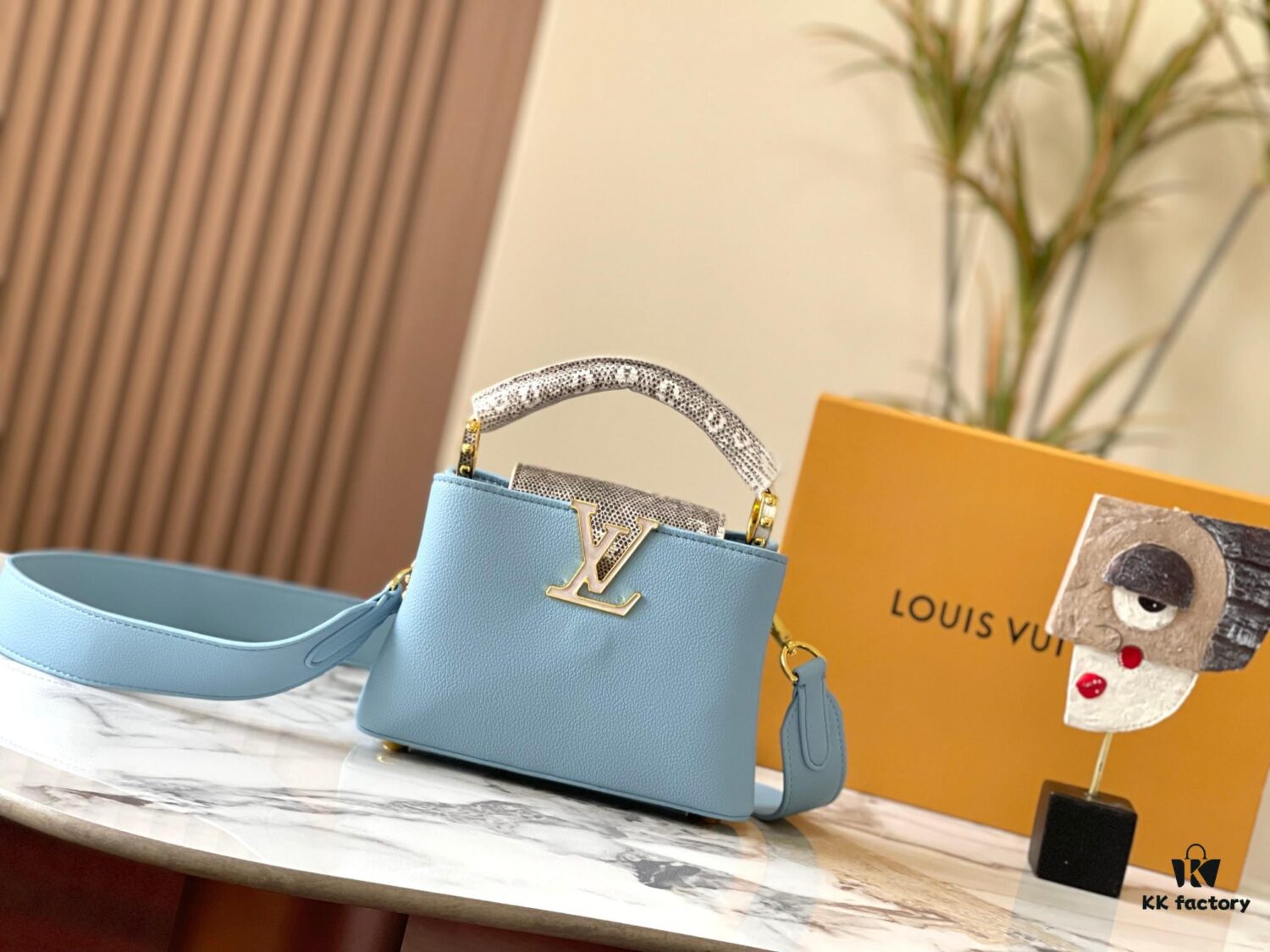 Upgraded Version M21168 Ice Blue Capucines Mini Bag