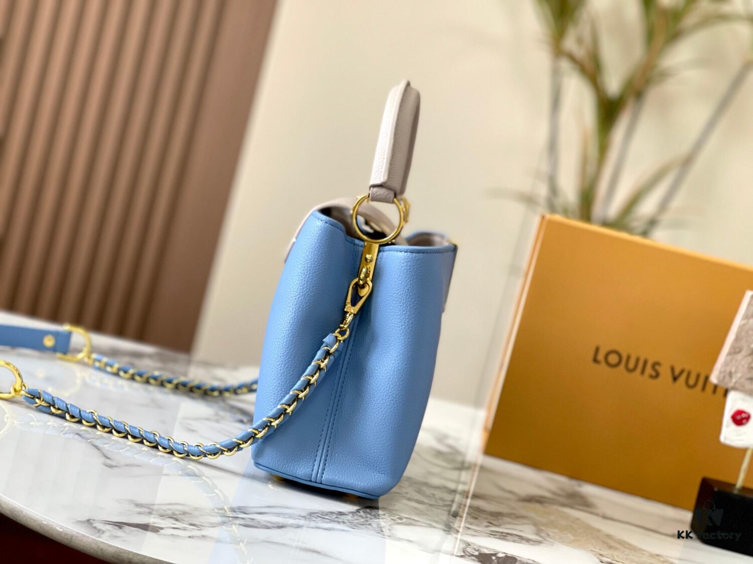 Exclusive On-Site Photo - Factory Release M21886 Blue Capucines BB Bag