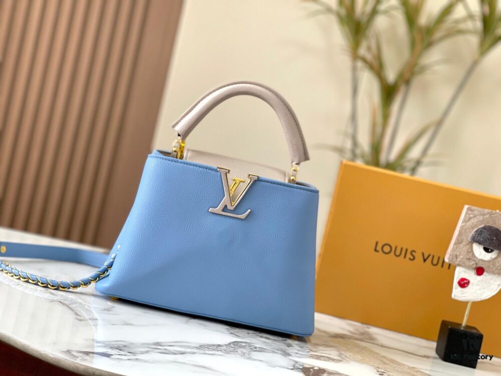 Exclusive On-Site Photo - Factory Release M21886 Blue Capucines BB Bag