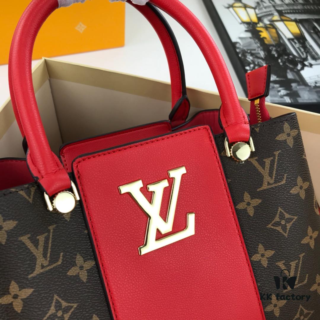 New LV Monogram Leather Handheld, Shoulder and Crossbody Bag Model 55339 with Long Strap