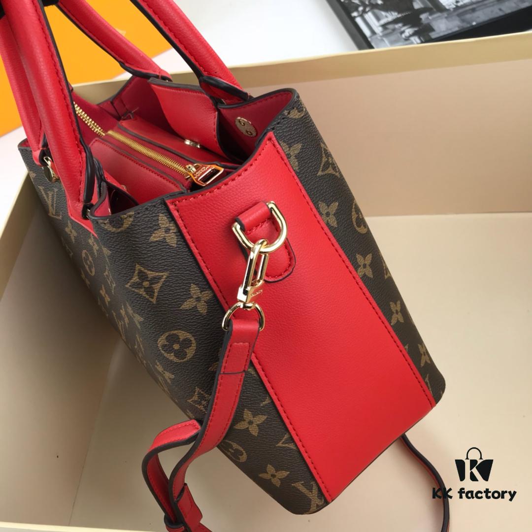 New LV Monogram Leather Handheld, Shoulder and Crossbody Bag Model 55339 with Long Strap